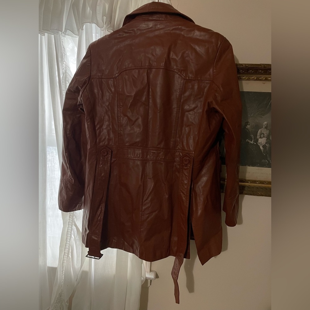 Martini Cognac Brown Leather Jacket with Removable Faux Fur Lining - Picture 3 of 16